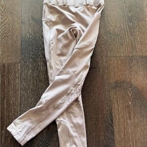 Beige riding knee patch breeches